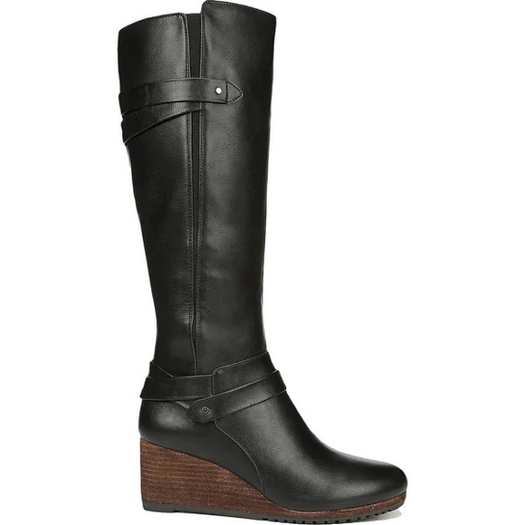 Dr. Scholl's Shoes - New Dr. Scholl’s Check It knee-high wedge boots, black faux leather, size 10
